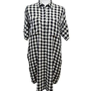 Madewell Courier Ivory/Black Gingham Shirtdress Size S